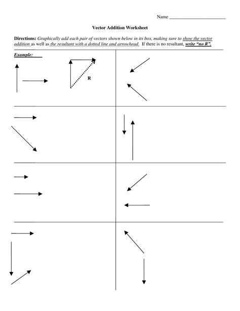 vector addition graphical method worksheet with answers
